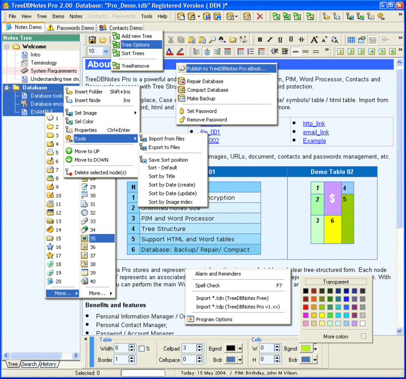 TreeDBNotes Screenshot